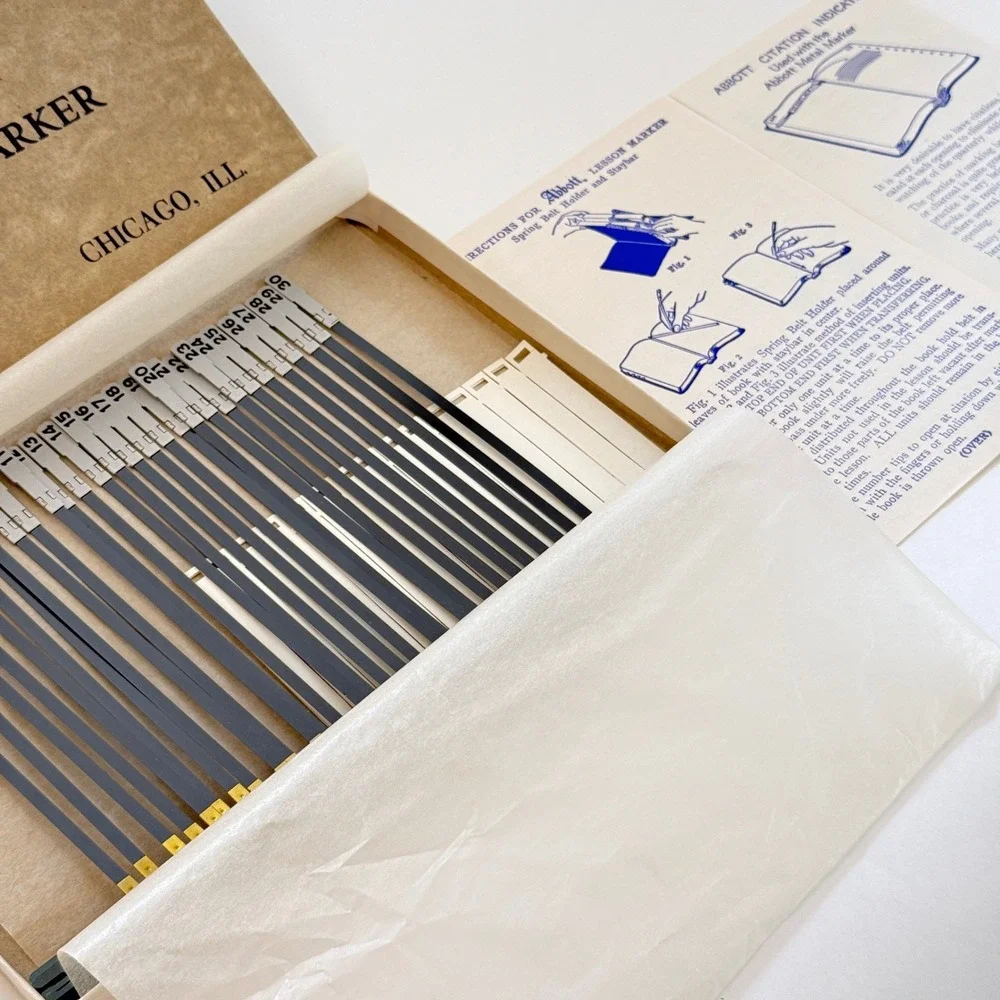 NOS‎ Abbott Metal Book Marker Citation Indicator Set Bible Study Chicago IL VTG
